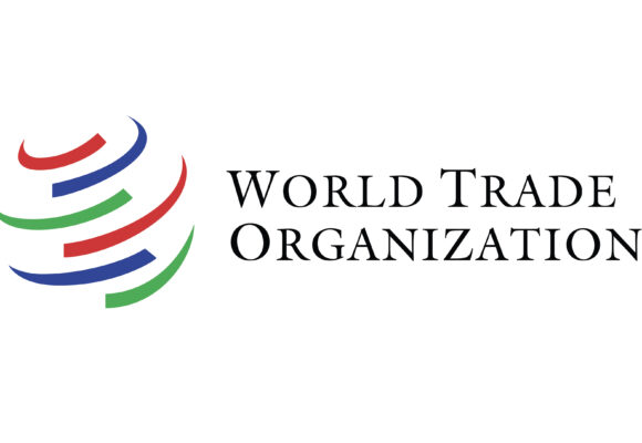 Official logo of the World Trade Organization (WTO), the global body that regulates international trade