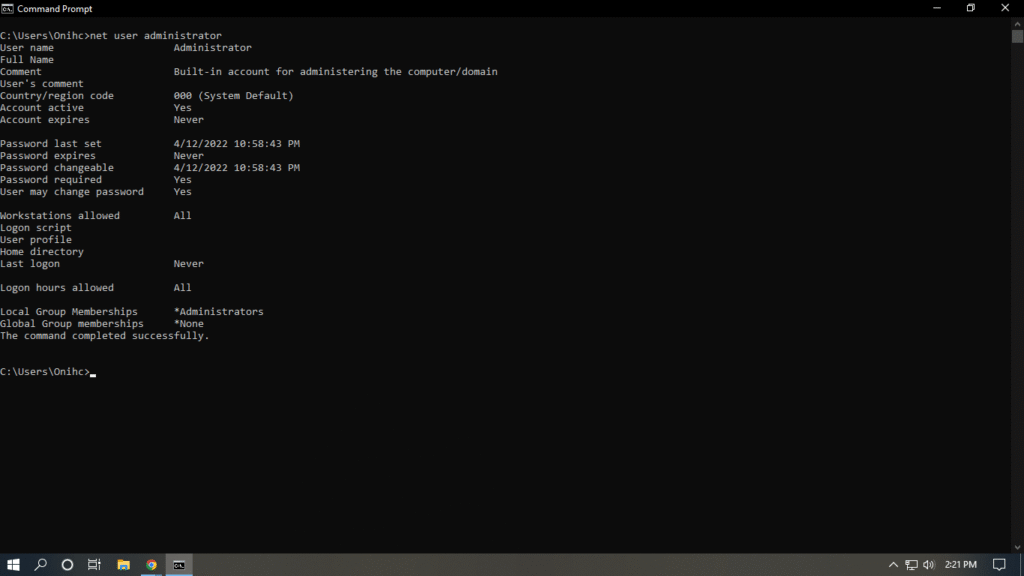 Built in Account for Windows