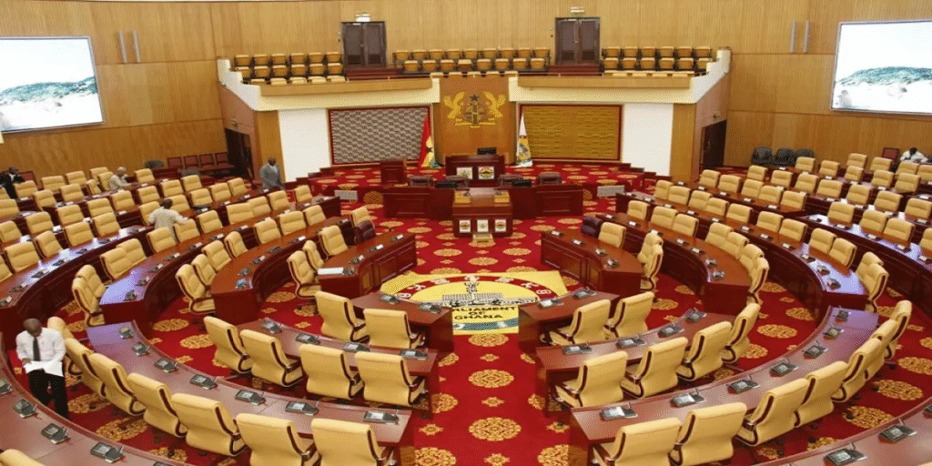 A photo of Ghana’s Parliament House (to illustrate policy and legislation).