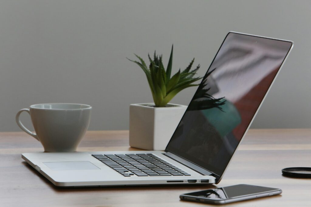 Modern laptop on a desk with a sleek design, ready for work or study