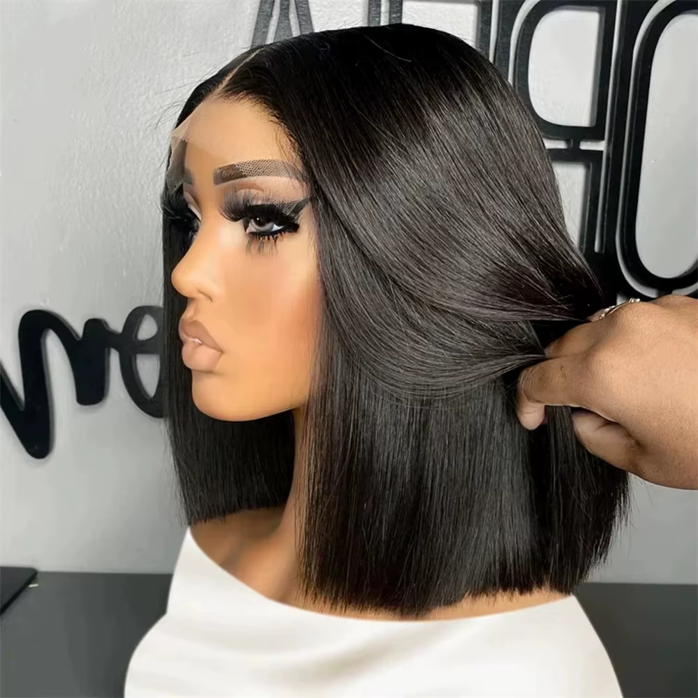 Straight Lace Frontal Bob Wig Pre Plucked Human Hair Wigs Brazilian Remy Bone